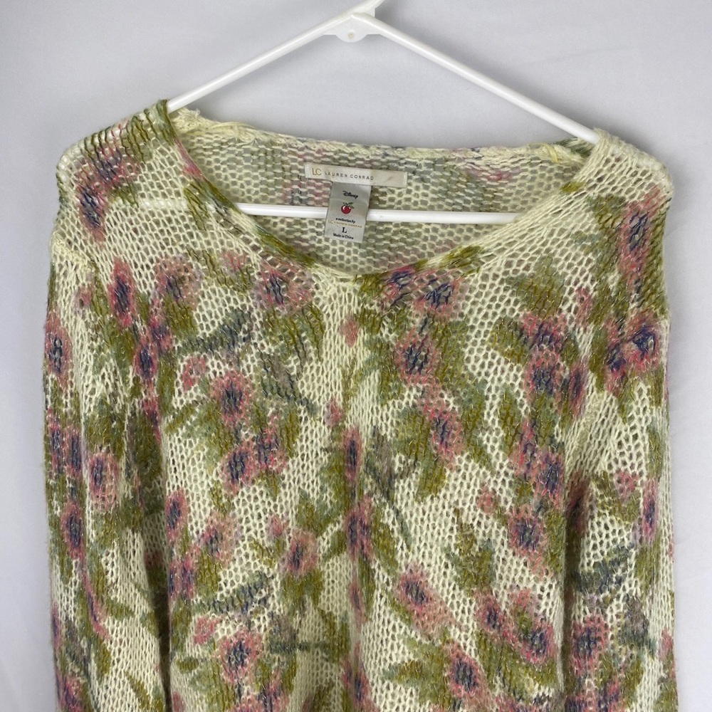 Women's Lauren Conrad Disney Snow White Ivory Floral Sweater Sz L